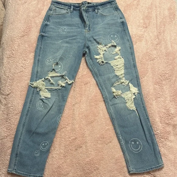 Hollister Blue Straight Leg Jeans with Distressed Details - Picture 1 of 2